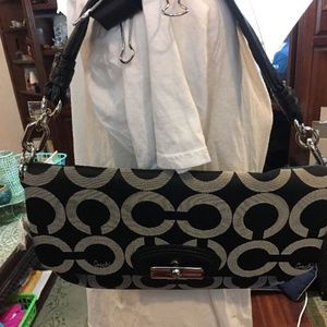 Y2K Coach Black Kristin Sateen Shoulder Bag New purse bag signature silver